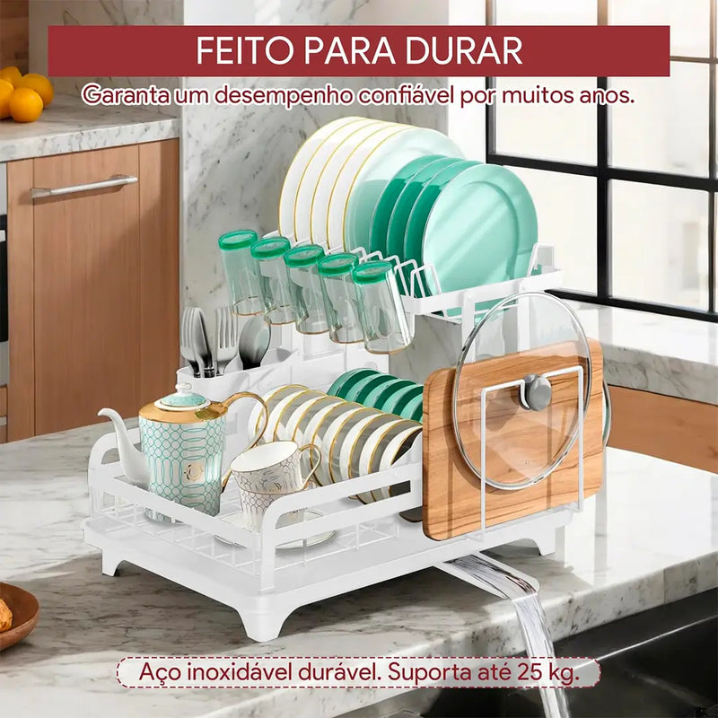 [LEVE 2, PAGUE 1] Escorredor de Aço Inox Multifuncional + BRINDE: Kit de Utensílios de Cozinha