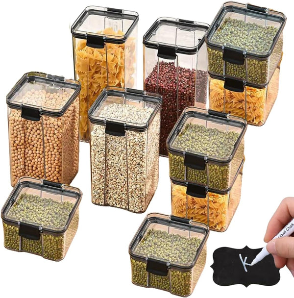 Kit 10 Potes Herméticos C/Trava de Segurança Vedação de Borracha